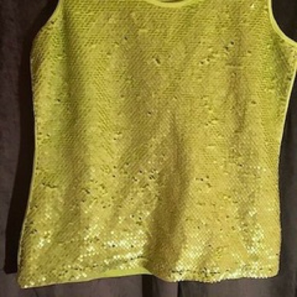 INSPIRED STYLE FLOURESCENT NEON YELLOW SEQUIN TANK - Picture 3 of 6